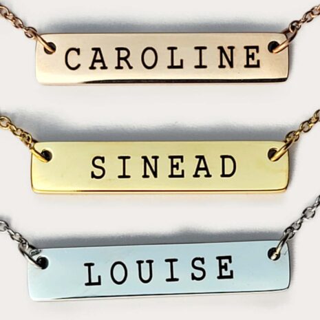 Name bar available in Rose Gold, Gold and Silver