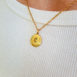 Gold Disc Initial Necklace