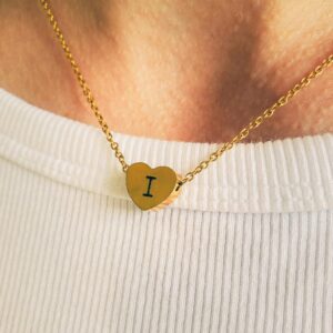 Initial heart necklace in gold with any letter